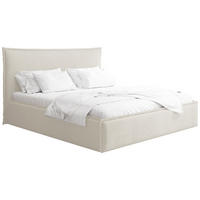 POLSTERBETT Pillow mit Bettkasten, Lattenrost & hohem Kopfteil in Creme Bouclé 120x200 cm - Birkefarben/Creme, Holz/Kunststoff (120/200cm) - WFL GROUP