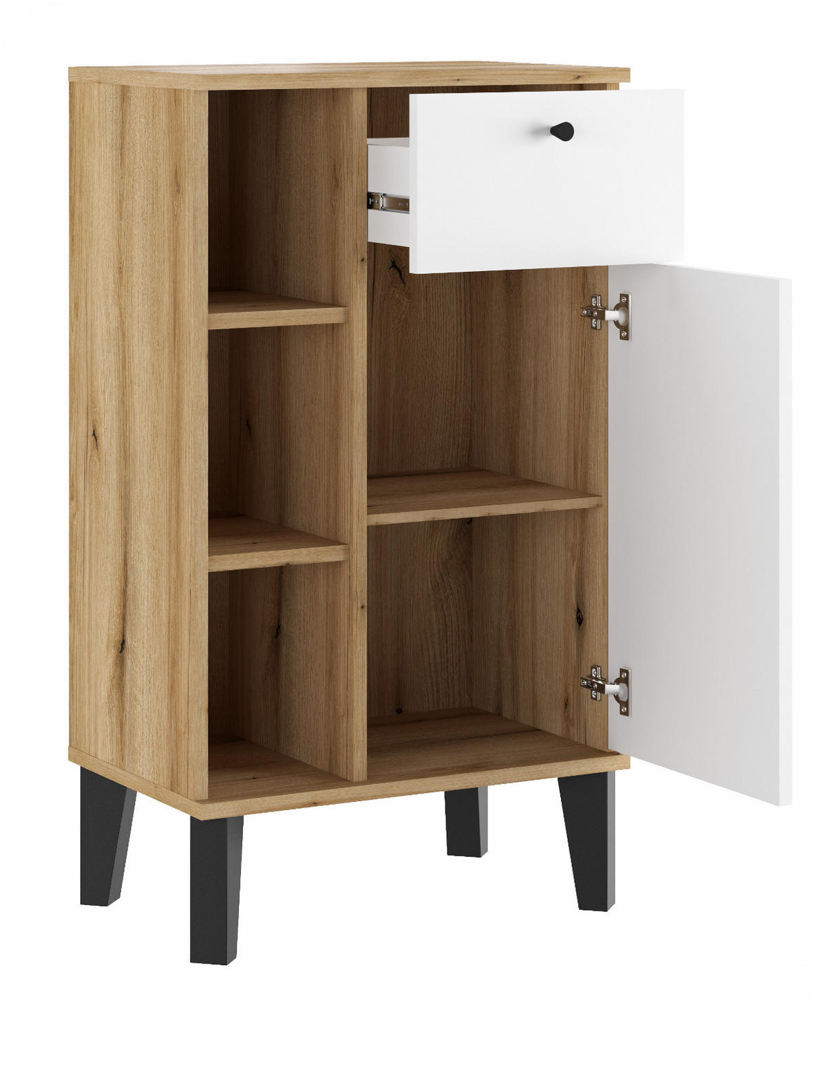 BADKOMMODE weiß, Evoke Eiche, Badkommode, 51 x 90 cm - Eichefarben/Schwarz, Holz/Holzwerkstoff (51/90/33cm) - Furn.Design