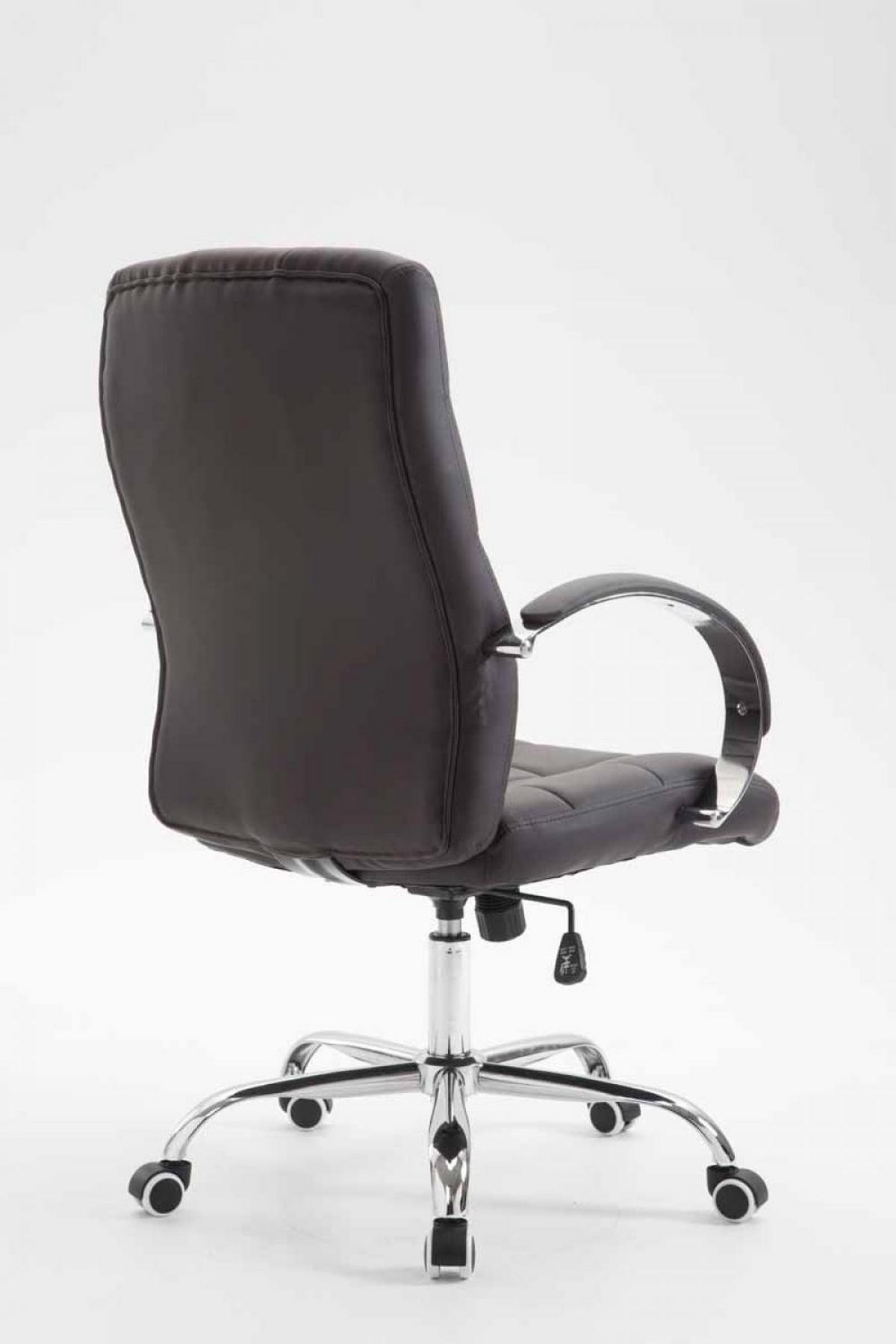CHEFSESSEL Lederlook braun - Chromfarben/Braun, Textil/Metall (54/105/51cm) - CLP