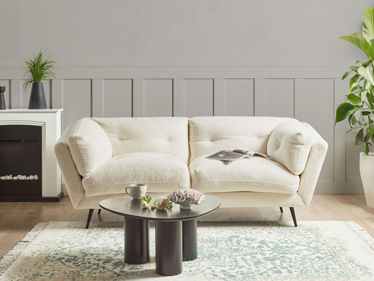 POHOVKA 3-místná Bouclé Bílá Lenvik - bílá, textil (210/75/90cm) - Beliani