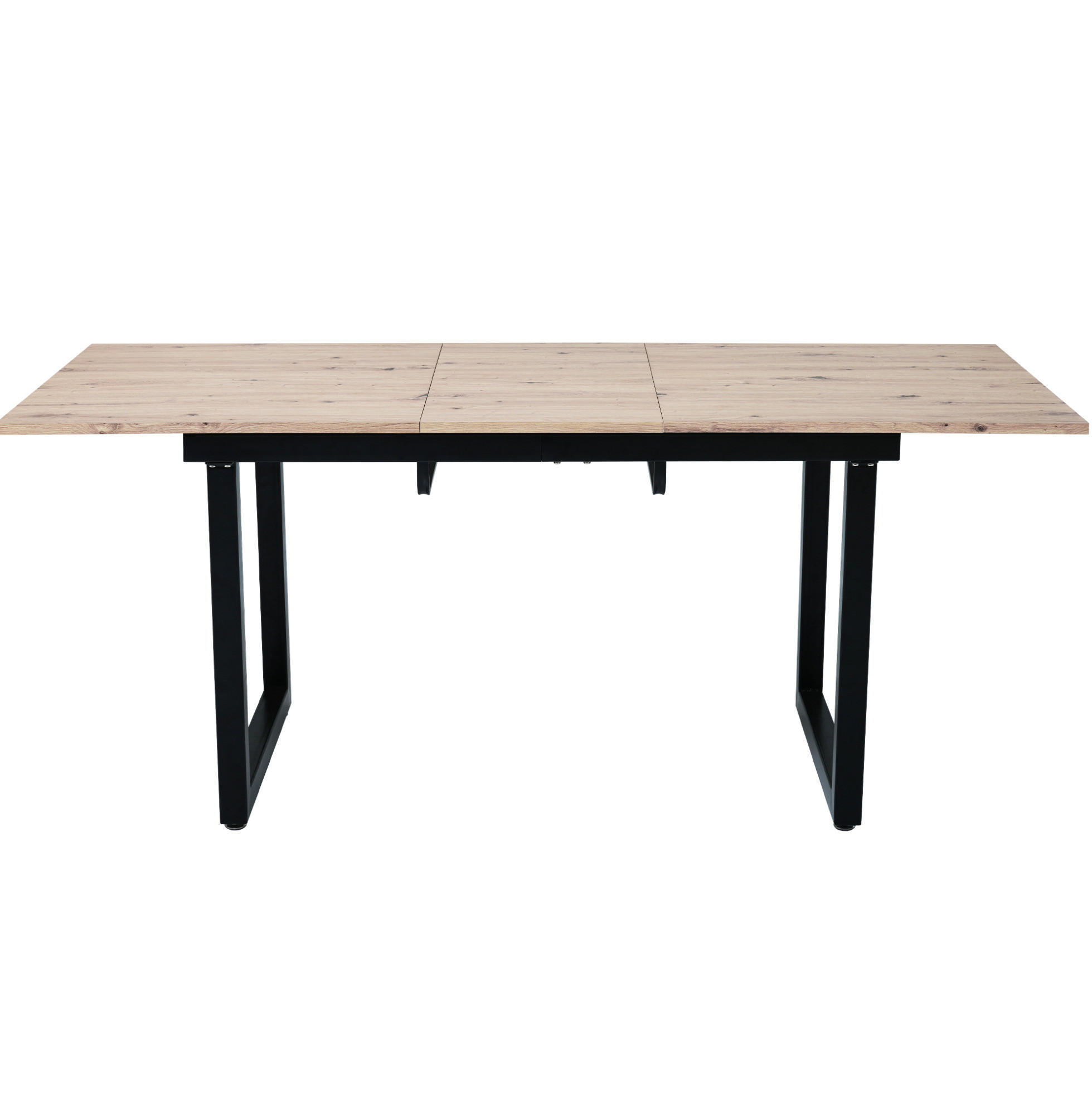 Modfu JÍDELNÍ stůl z MDF a kovu 140/180x80x75 cm černý a přírodní rozkládací v industriálním stylu