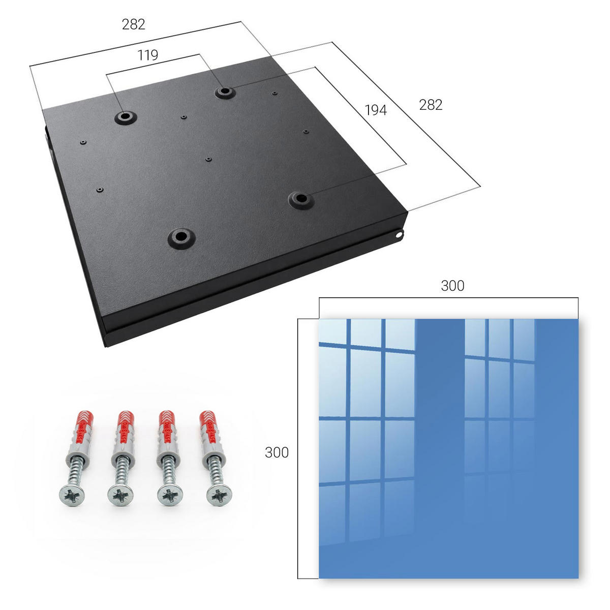 SCHLÜSSELBOX Schwarz 30x30 cm- Türöffnung nach rechts - Blaue Farbe - Blau, Metall (30/30/5cm) - TULUP
