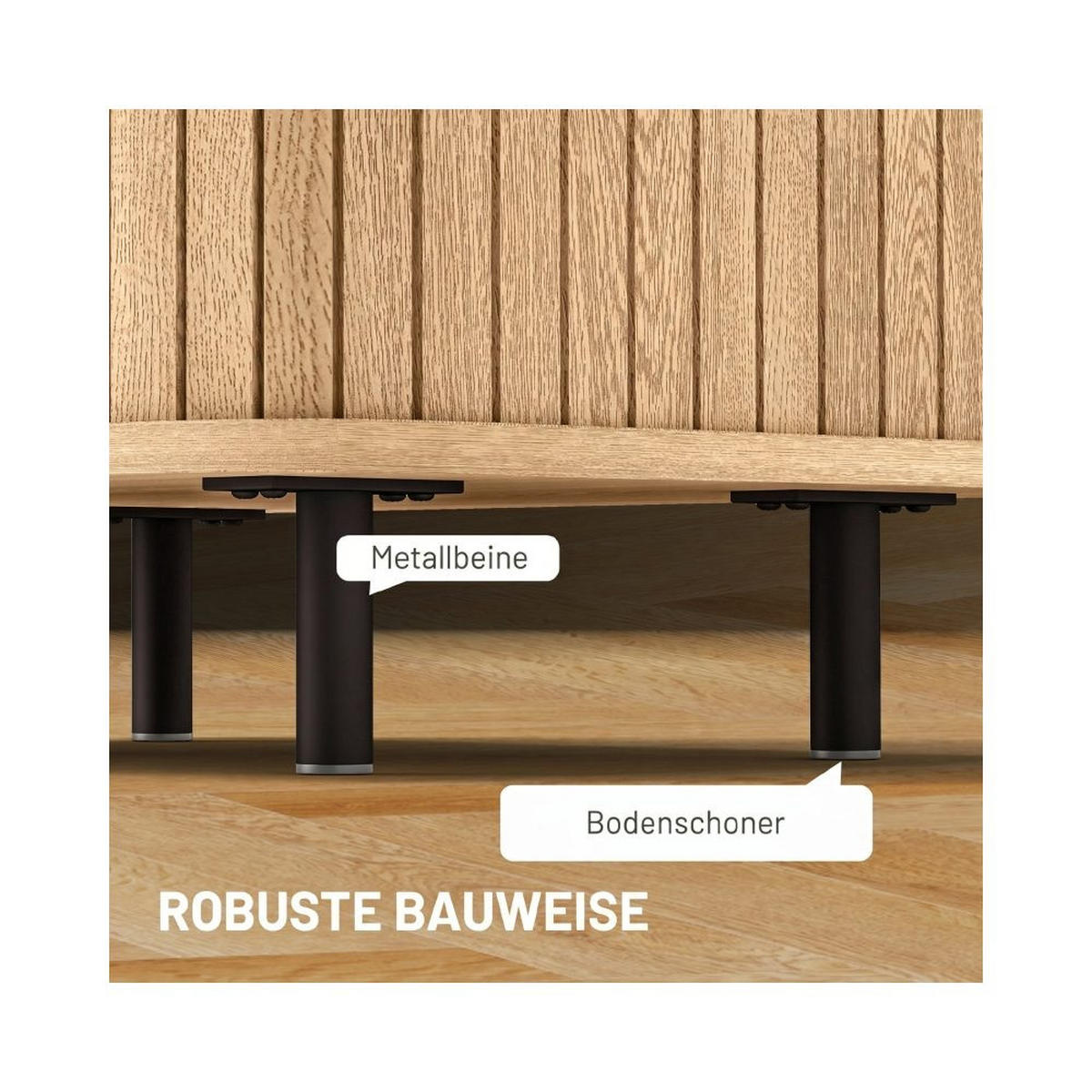 NACHTISCH LAMELLENTÜREN, STAHLBEINE, EICHE, MULTIROOM - Eichefarben, Holz (40/48/48cm)