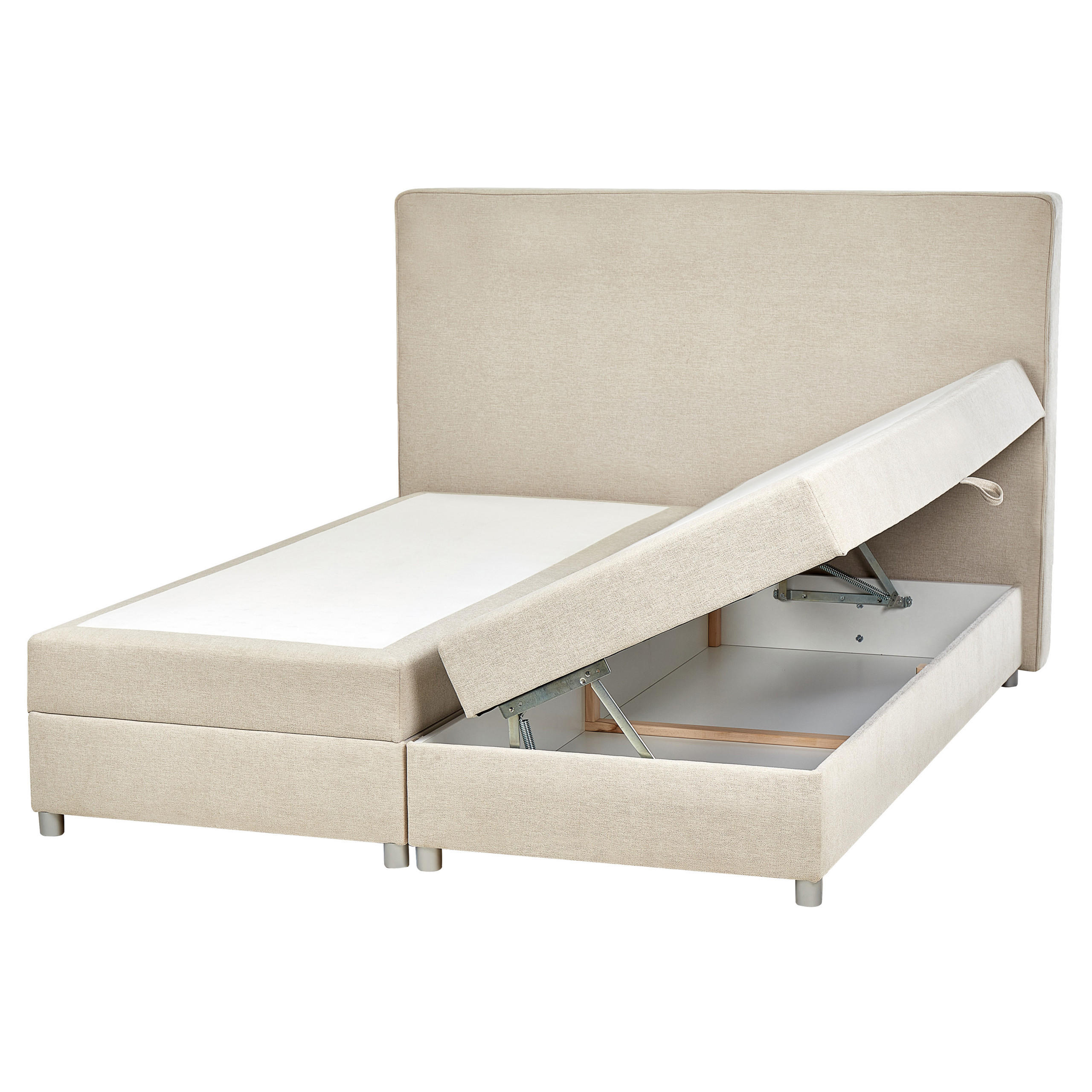 BOXSPRINGBETT 160/200cm Helles Beige Minister - Beige, Textil (160/200cm) - Beliani