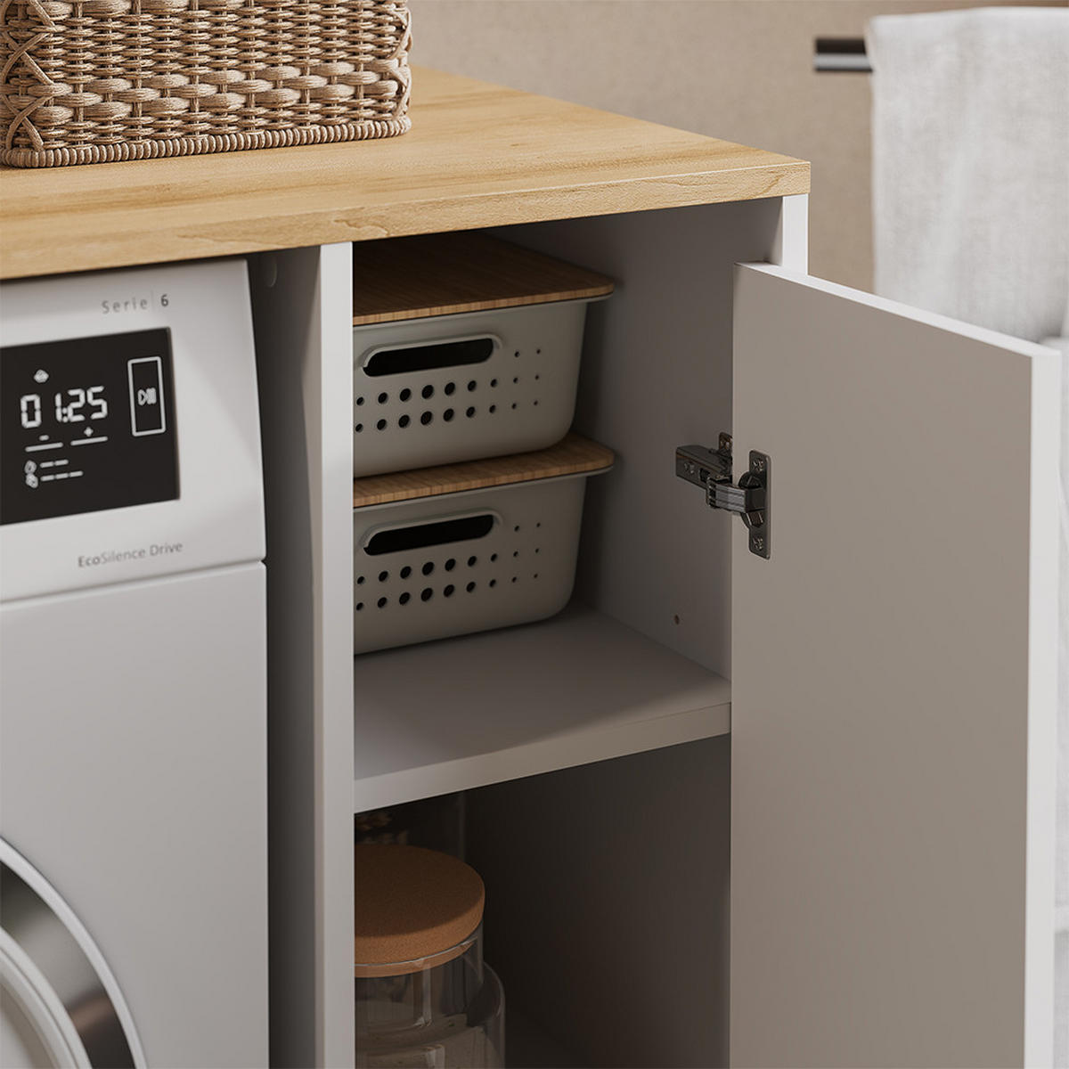 SKŘÍŇKA NA PRAČKU Viktor Bílá/Artisan - bílá, kompozitní dřevo (93.6/88.2/60.3cm) - Vicco