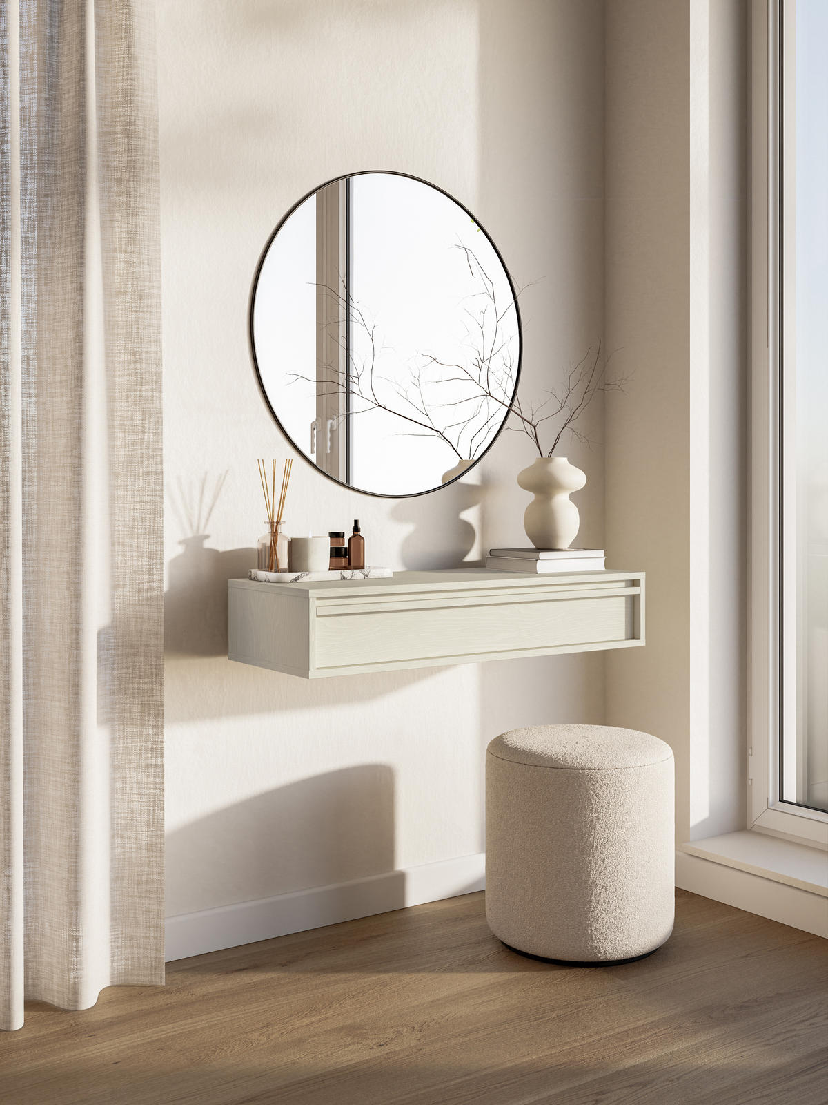 KONSOLENTISCH Evo Hellbeige 90 cm - Beige, Holzwerkstoff (34/90/17cm) - Selsey