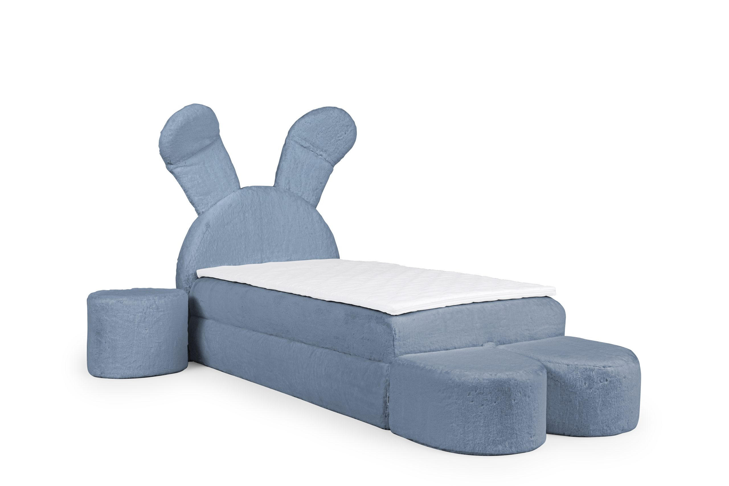 KINDERBETT Boxbett aus Kunstfell Carlow Premium Junior 100x200 cm, Blau - Blau, Textil (100/200cm) - Meblito