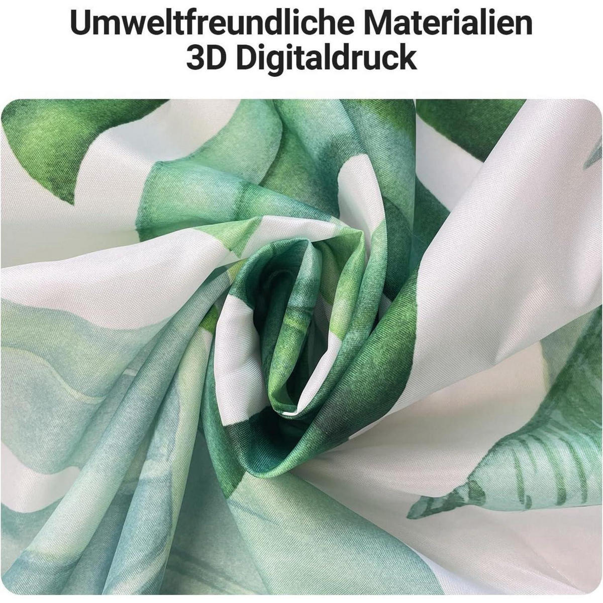 DUSCHVORHANG Grün Blätter 200 x 200 cm - Grün, Textil (200/200cm)