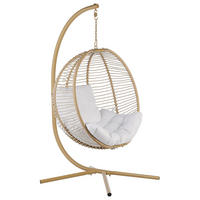 HÄNGESESSEL mit Gestell Flechtseil beige 98/100 cm Arco - Beige, Textil (100/197/98cm) - Beliani