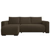 ECKSOFA DORA L, Eckcouch in L-Form mit Schlaffunktion und Bettkasten, Farbe: Dunkelbraun, Bouclé-Stoff, Ottomane Links - Dunkelbraun, Textil (240/143cm) - Storez24