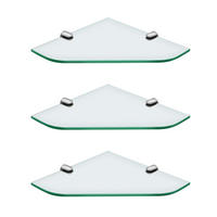 GLASABLAGE 23/23 cm Eckablage für Badezimmer Glas Transparent Chrom 3-tlg. - Transparent, Glas (23/0.6/23cm) - S'AFIELINA