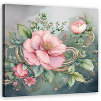 WANDBILD vintage rosa blume - Pink, Textil (50/50cm) - Feeby