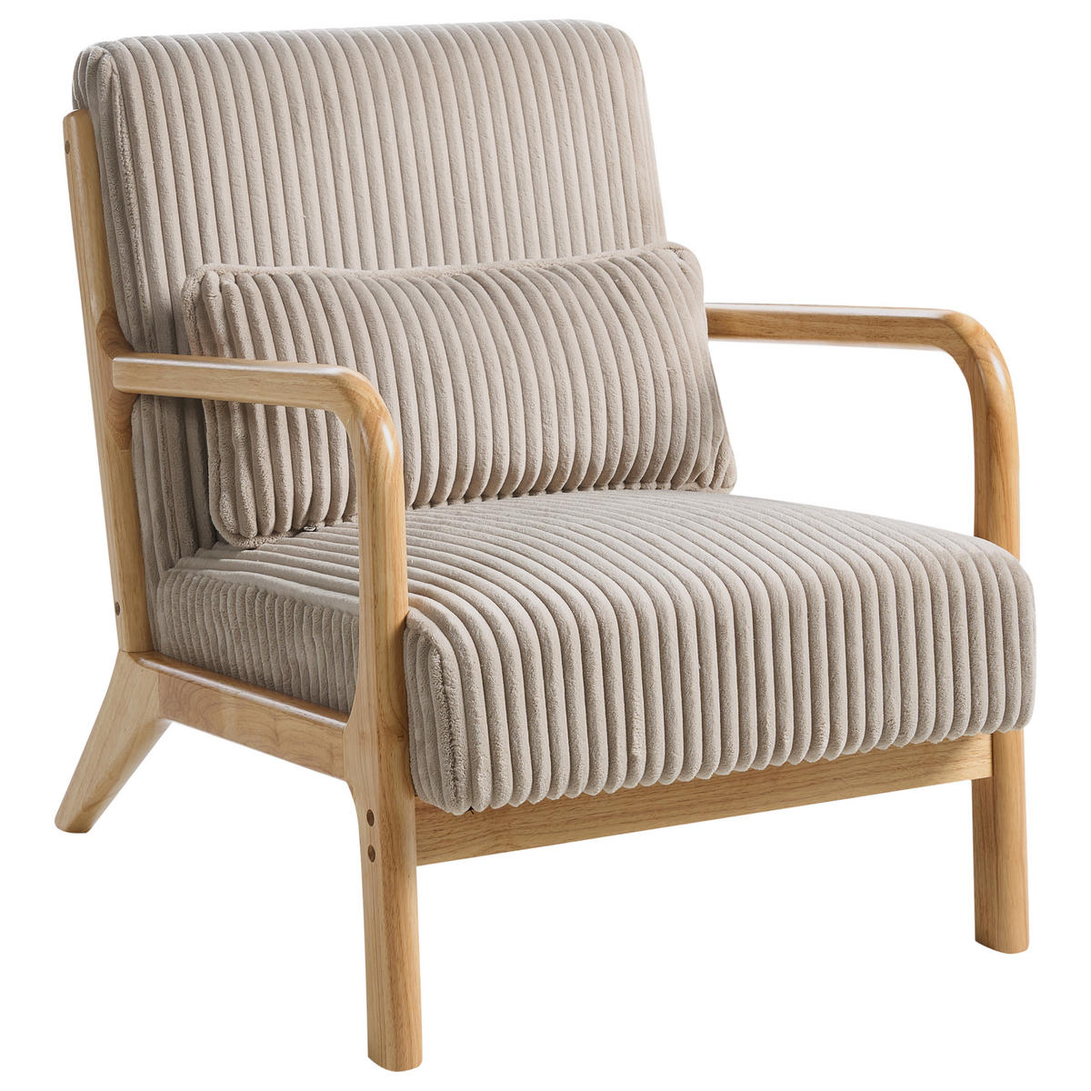 SESSEL Sorsele Cord Beige - Hellbraun/Beige, Holz/Textil (64/77/82cm) - Beliani