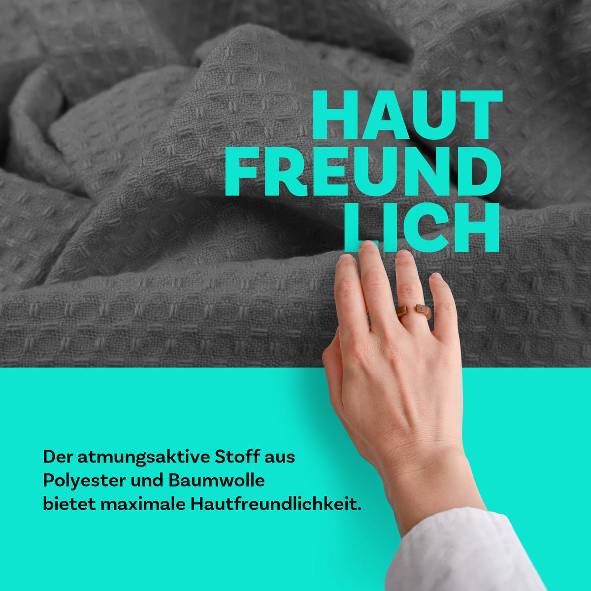 KUSCHELDECKE Waffelpiqué 140x200 cm Anthrazit - Anthrazit, Textil (140/200cm)