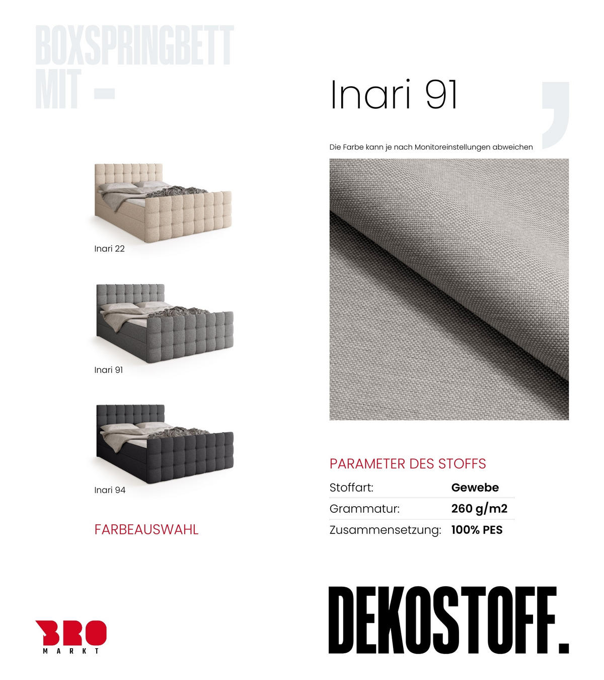 BOXBETT Detroit Duo mit Topper 160/200 Hellgrau - Hellgrau, Textil (160/200cm) - Bromarkt