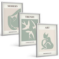 BILDER SET 3er Set - 40x60 cm Silberner Rahmen - Matisse abstrakte Figuren - Silberfarben, Kunststoff (40/60cm) - TULUP
