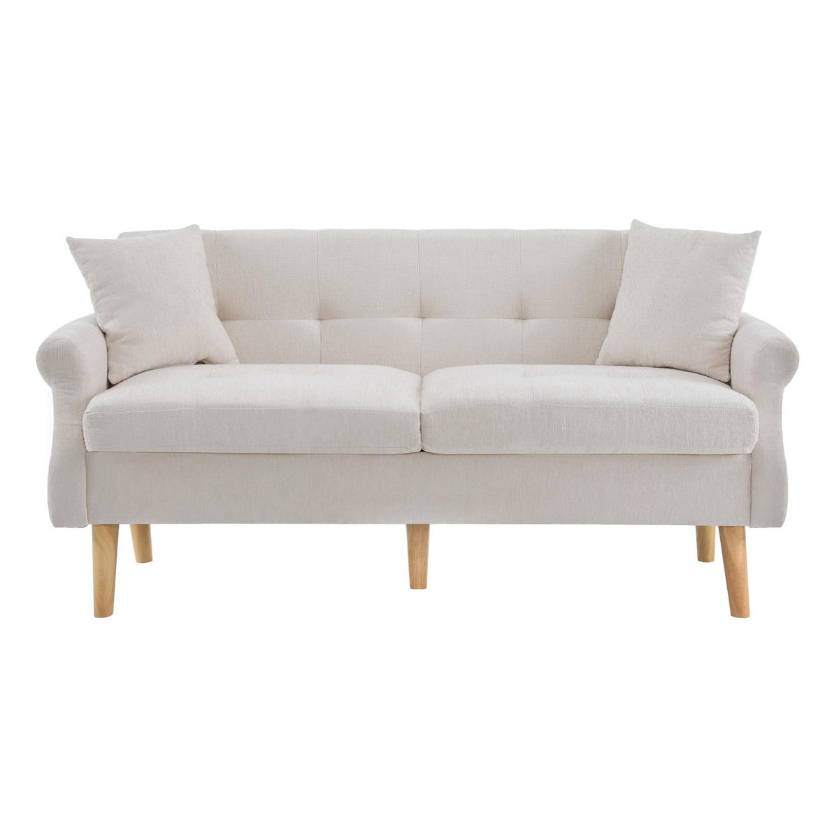 SOFA Modernes 2-Sitzer mit Stoffbezug, Hellgrau – Kompakt, bequem, stilvoll, 160 x 85 x 80 cm - Beige, Holzwerkstoff/Textil (162/77/74cm) - Urban Meuble