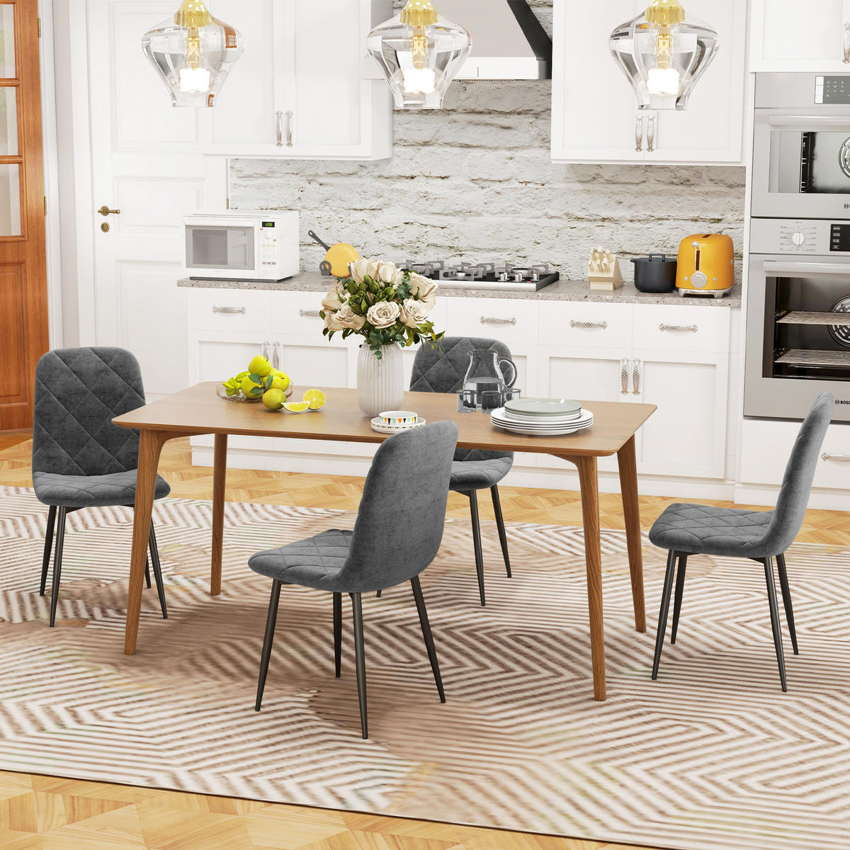 ESSZIMMERSTÜHLE 4er Set 45L x 54B x 87H cm Dunkelgrau - Grau, Kunststoff (54/87/45cm) - HOMCOM