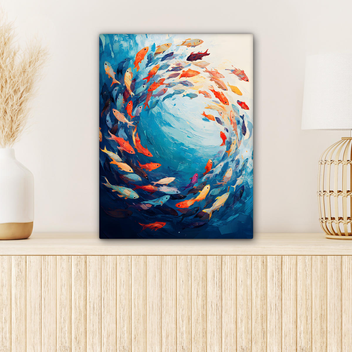 LEINWANDBILD Meer - Fische - Bunt - Dynamisch 30x40 cm - Hellblau, Textil (30/40cm) - MuchoWow