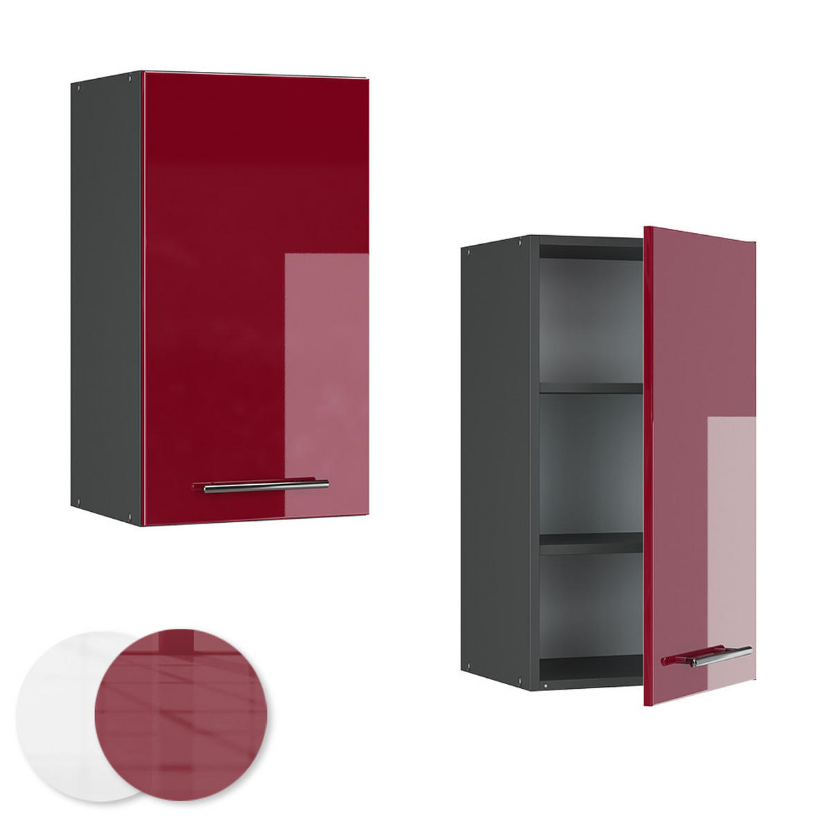 HÄNGESCHRANK Fame-Line Bordeaux Hochglanz 40 cm - Bordeaux/Anthrazit, Holzwerkstoff (40/72/34.1cm) - Vicco