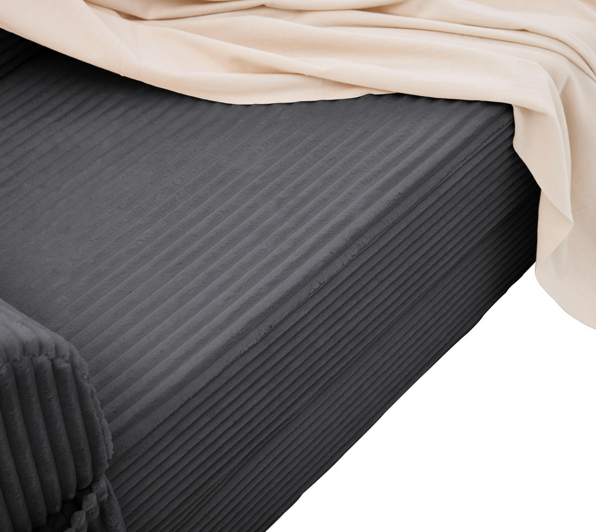 SCHLAFSOFA Cordstoff, 2-in-1 Klappsofa, 2-Sitzer, Sofabett 190×156 cm, Grau - Grau, Textil (190/65/78cm) - LVHOM
