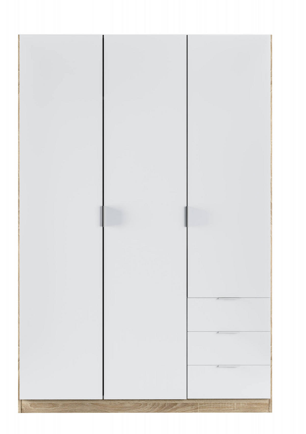 KLEIDERSCHRANK 3 TÜREN Weiß, Eiche 52/121/180 cm - Weiß, Holzwerkstoff (121/180/52cm) - DMORA
