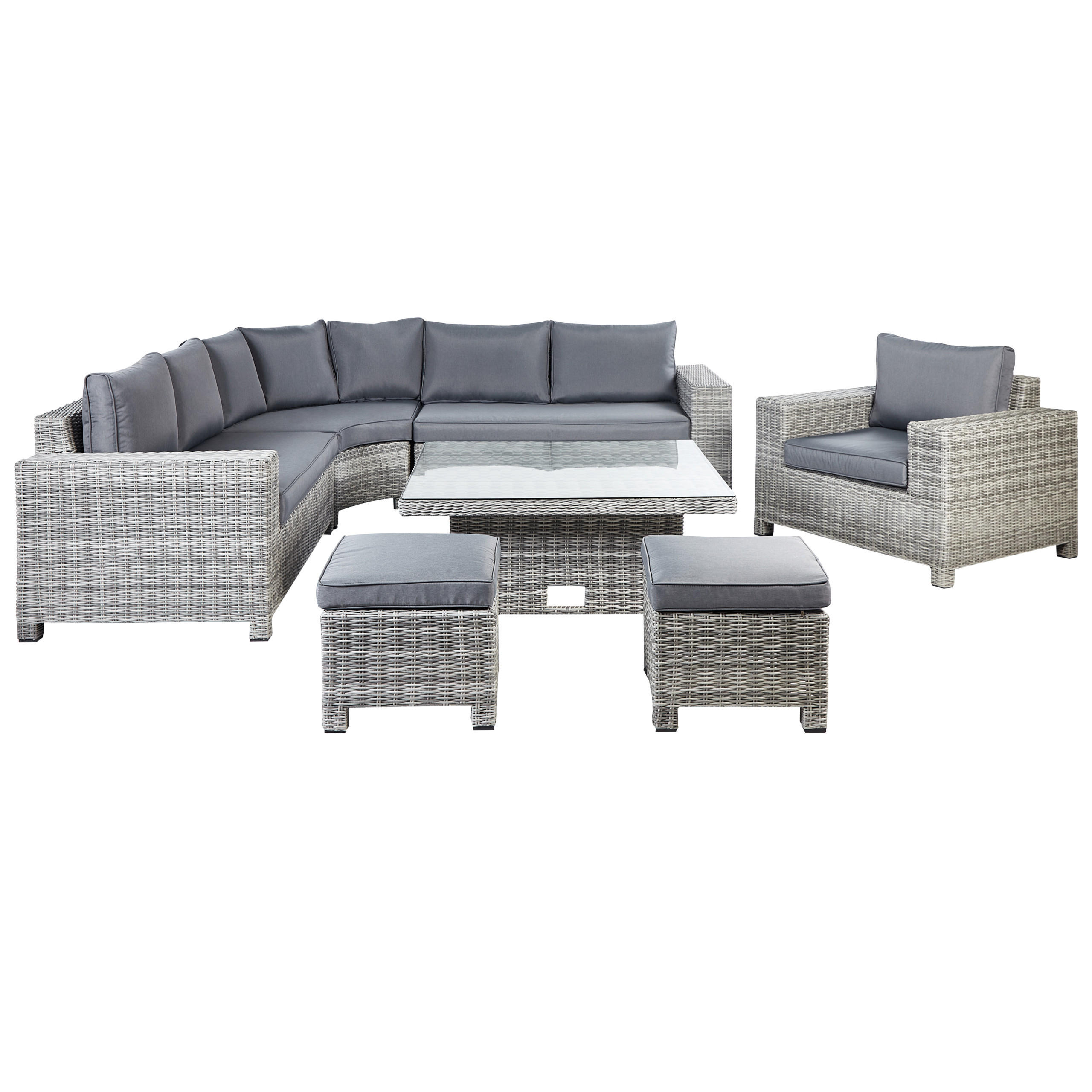 LOUNGE-SET 9-Sitzer Symmetrisch grau Teglio - Taupe, Kunststoff - Beliani