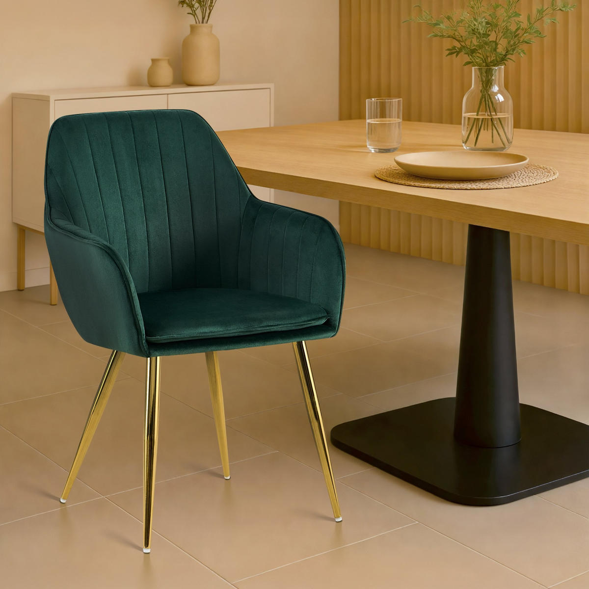 ESSZIMMERSTUHL Cheryl 86x60x57 cm grün - Grün, Textil (60/57/86cm) - furnicato