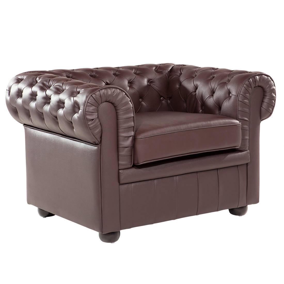 SESSEL Leder braun Chesterfield - Braun, Leder (108/70/77cm) - Beliani