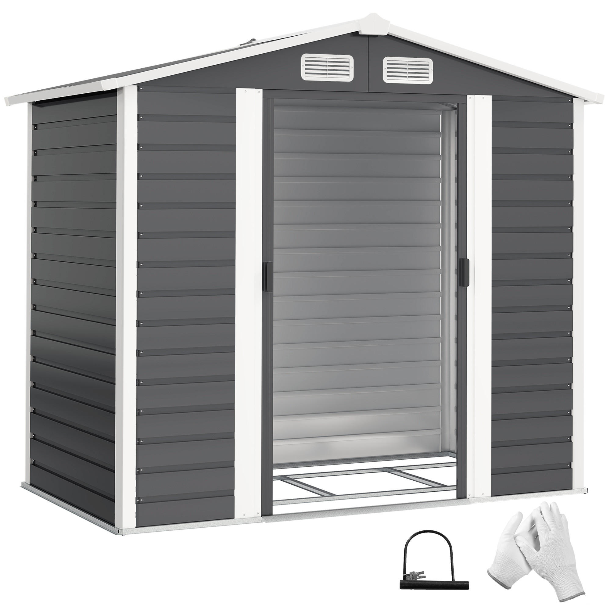 GARTENHAUS Grau 1 Stück - Grau, Kunststoff/Metall (120/194/213cm) - GiPP