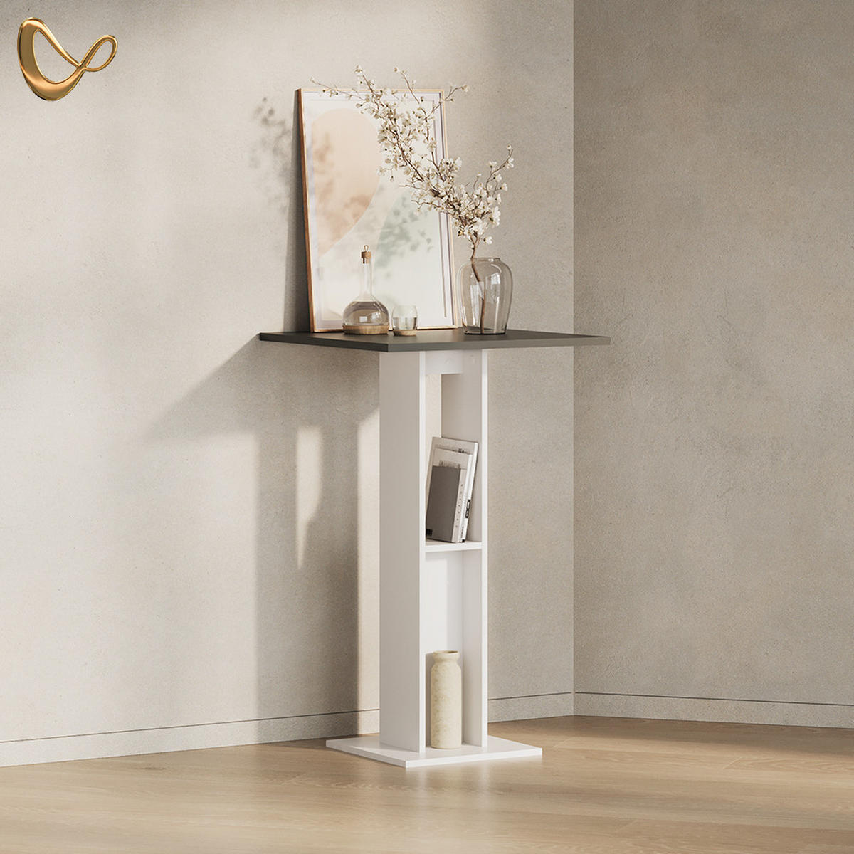 BARTISCH Regusa Weiß/Anthrazit 65 x 65 cm - Anthrazit/Weiß, Holzwerkstoff (65/65/106cm) - Livinity®