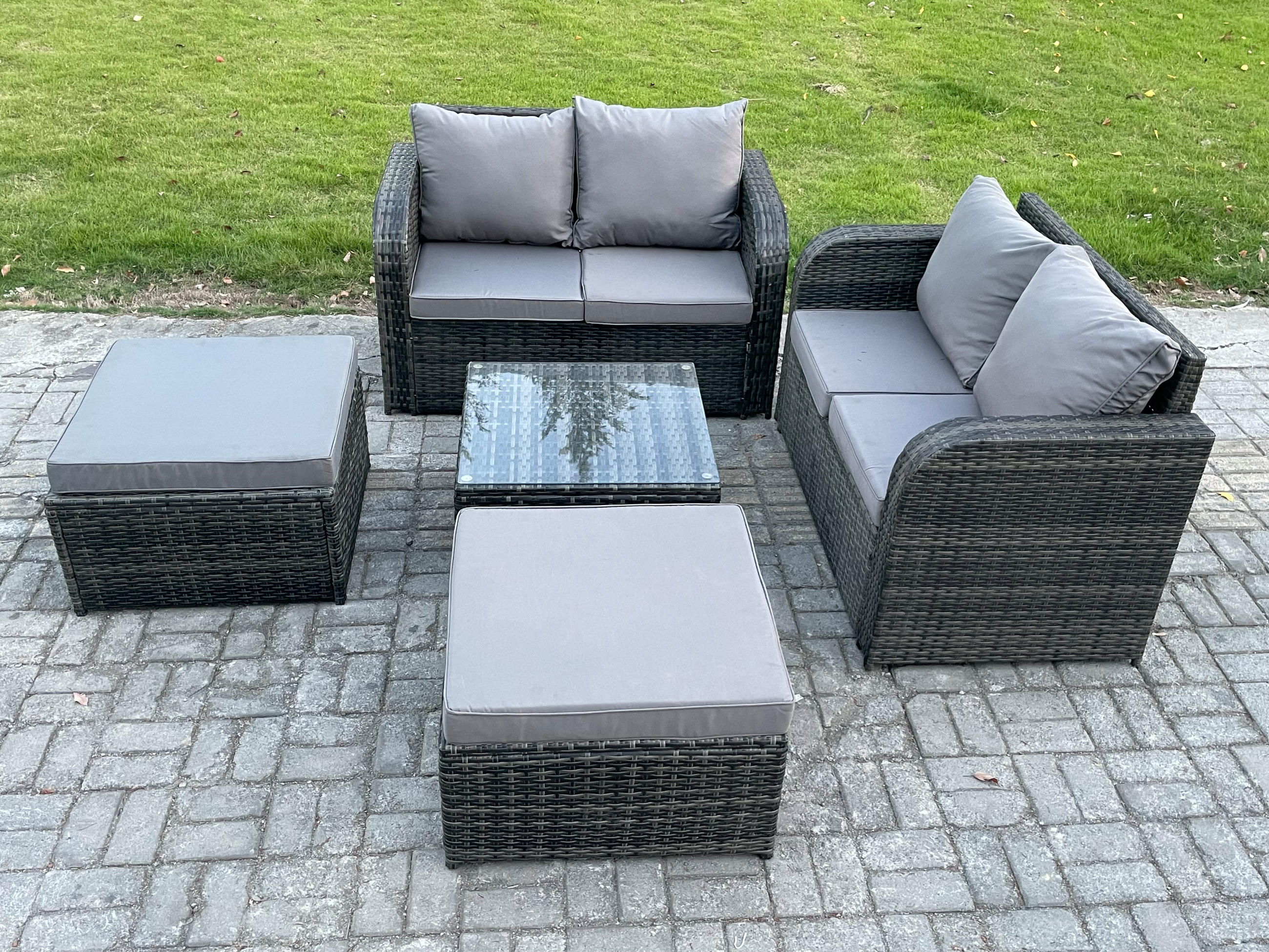 Thumbnail - Fimous Gartenmöbelgarnitur, Dunkelgrau, Metall, 6-Sitzer, Loungemöbel, Loungemöbel-Sets
