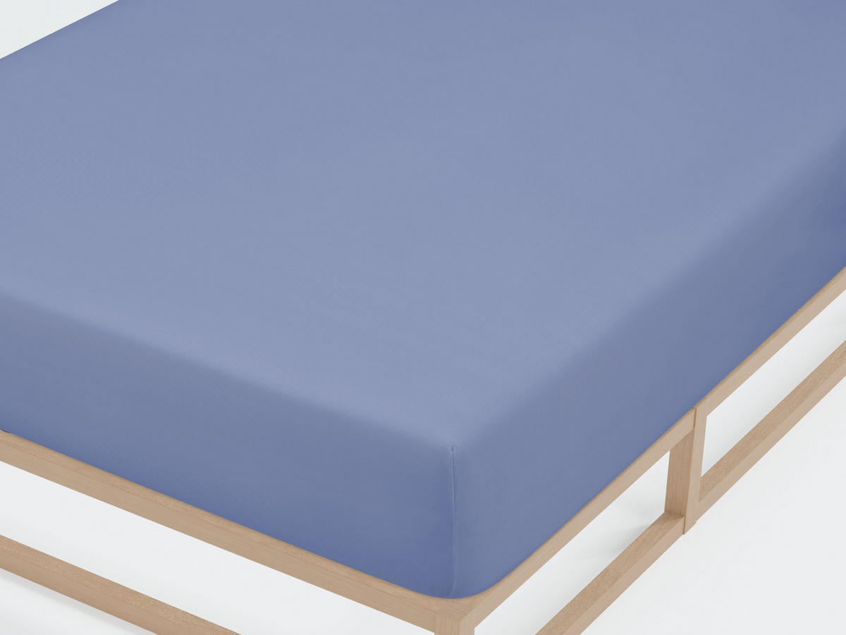 SPANNBETTTUCH Jersey blau, 140x200 cm - 160x220 cm - Blau, Textil (160/220cm) - biberna