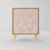SIDEBOARD LEAVES ON BEIGE, Eichefarben, 57,5x42x75,5 cm, Goldfarbene Metallfüße - Eichefarben/Goldfarben, Holzwerkstoff/Metall (57.5/75.5/42cm) - SpaceRebels