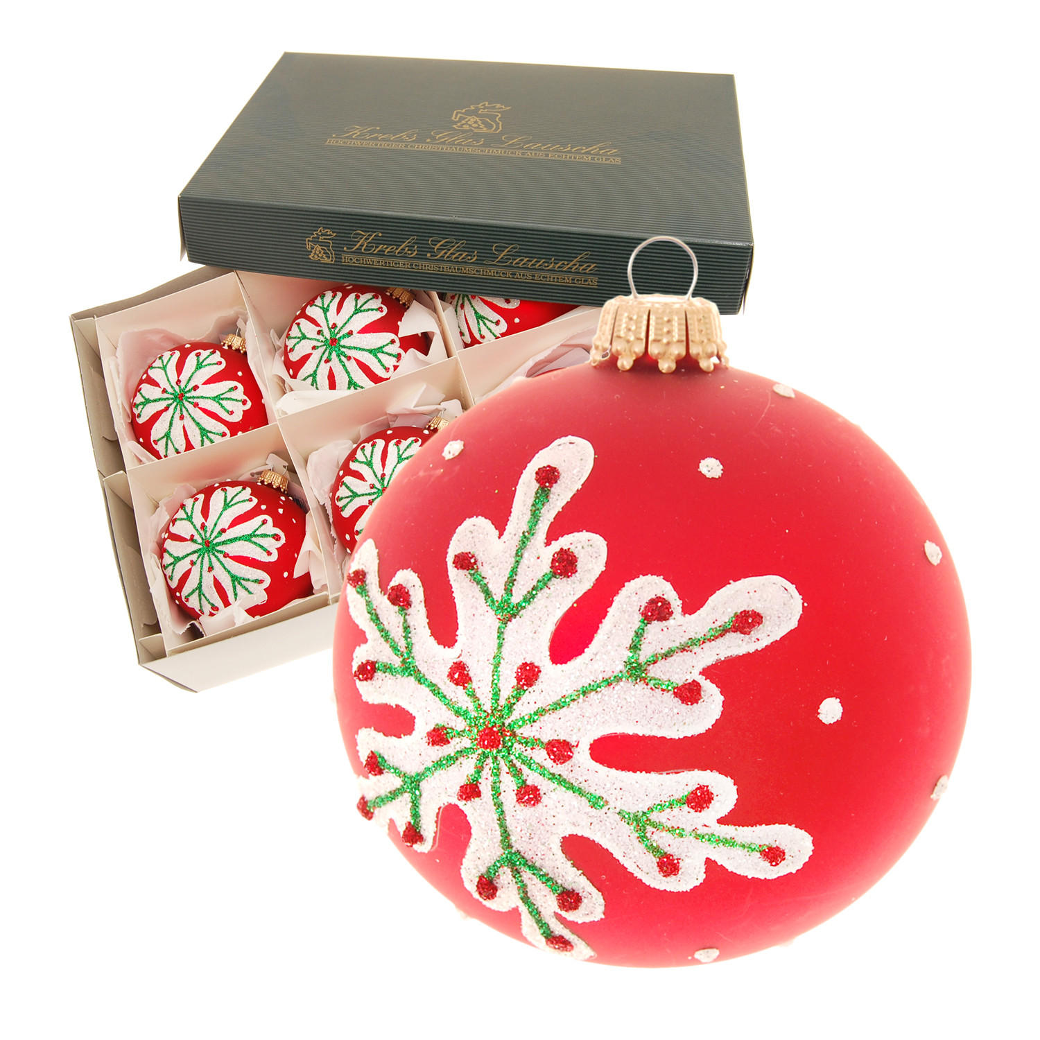 Krebs Glas Lauscha Christbaumkugeln Rot 8x8x8 cm