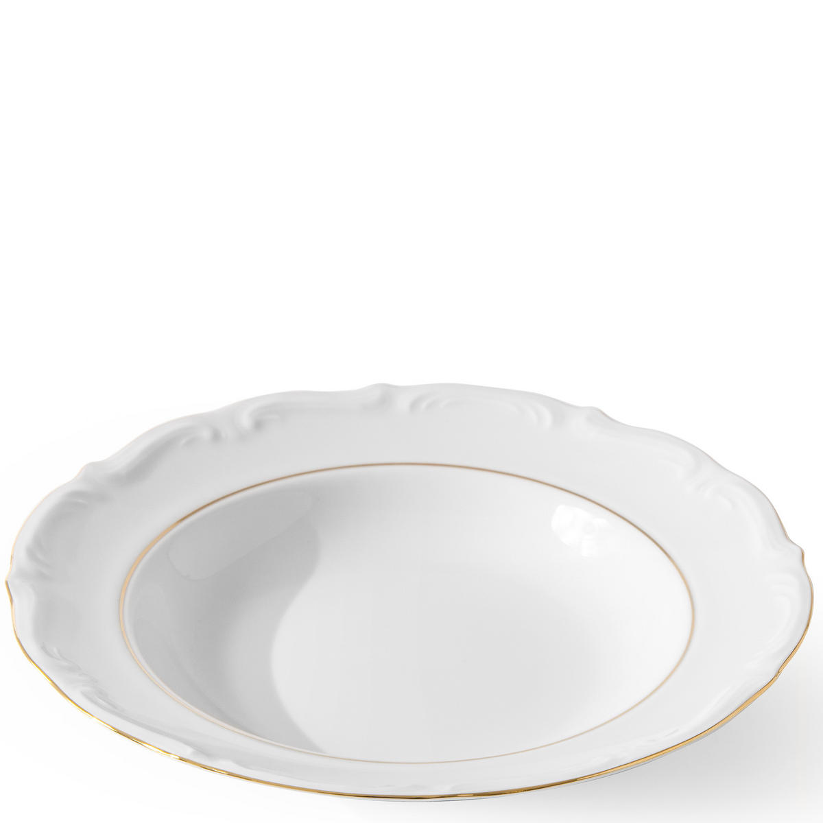 SUPPENTELLER Chodziez MARIA TERESA 6-tlg Porzellan mit Goldrand, Weiß / Gold - Goldfarben/Weiß, Keramik (22cm) - KONSIMO®