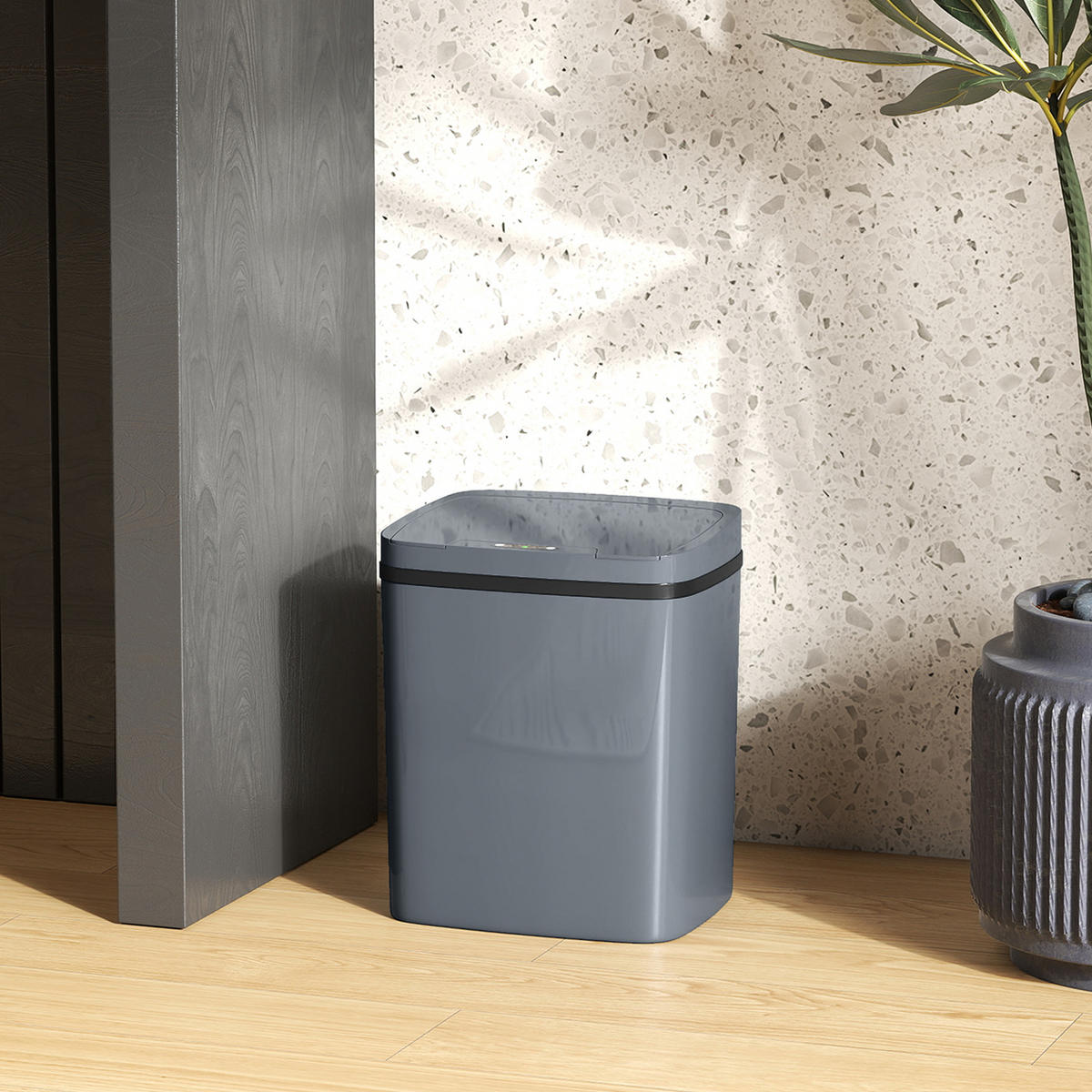 MÜLLEIMER Grau 27.6/21.4/33.5 cm - Grau, Kunststoff (21.4/33.5/27.6cm) - HOMCOM
