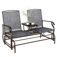 GARTENBANK DE-07056 2-Sitzer mit Mittelablage, wetterfest - Braun/Grau, Textil/Metall (147/101.5/78cm) - ComfortXL