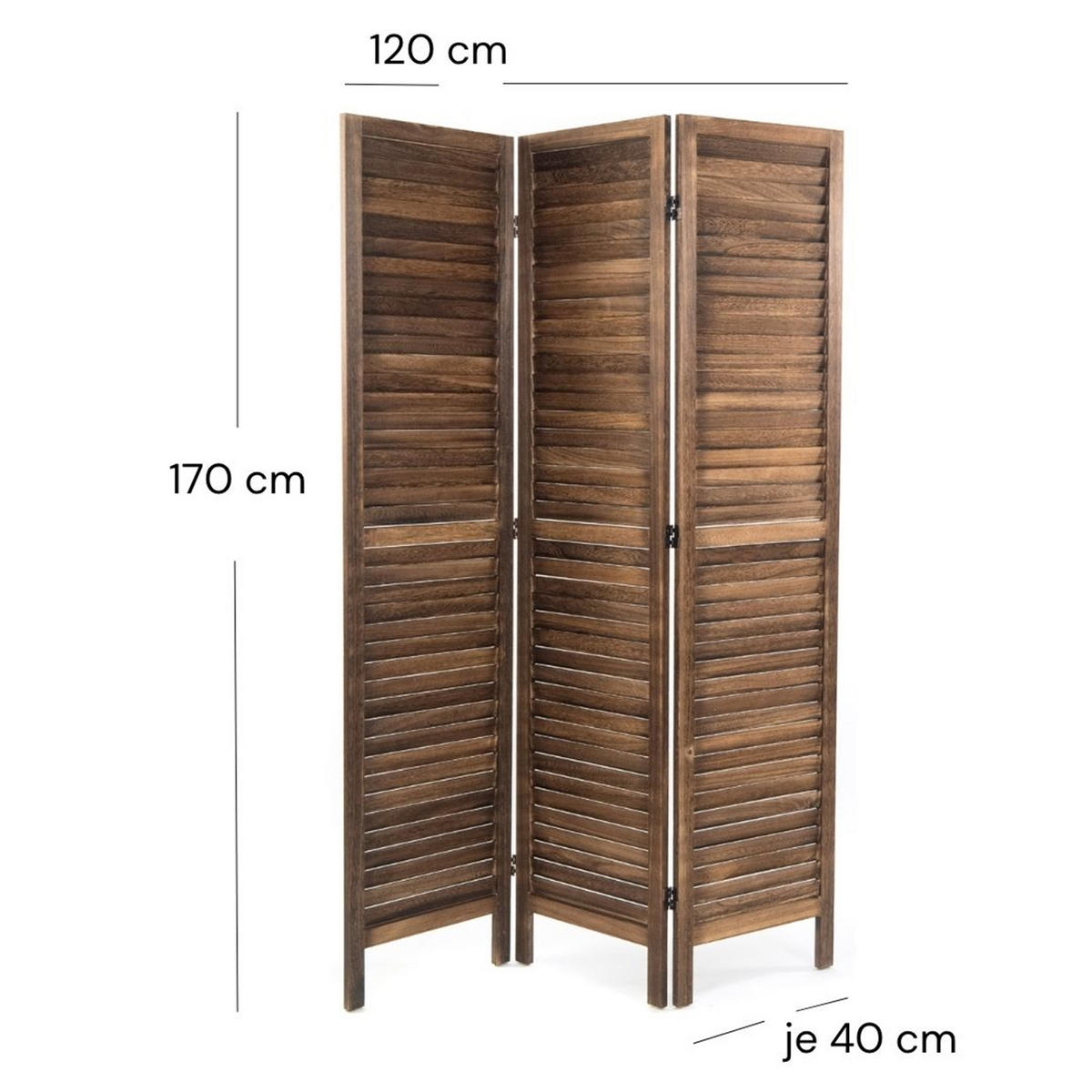 RAUMTEILER Cottage 3-tlg. Holz braun - Braun, Holz (120/170/3cm) - DESIGN DELIGHTS