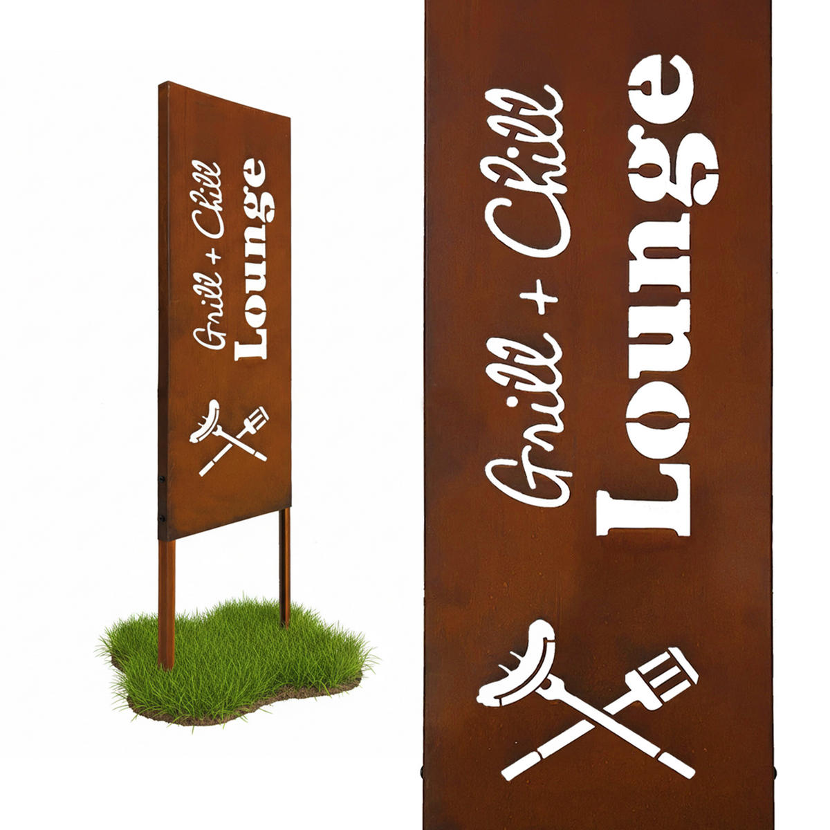 EDELROST-GARTENDEKO - Braun, Metall (1.5cm) - Relaxdays