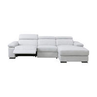 ECKSOFA Plutone Echtleder mit 1 x Relaxfunktion Weiß - Weiß, Leder/Metall (165/286cm)