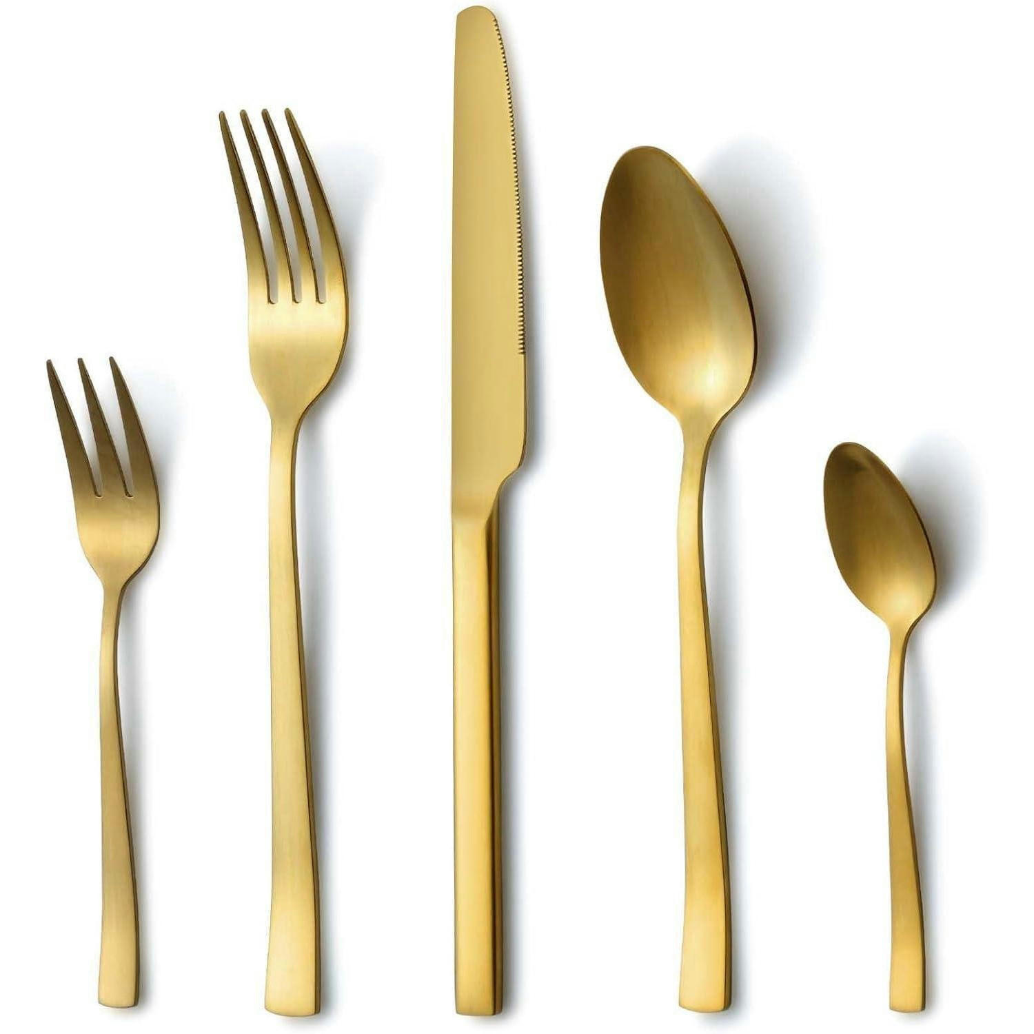 BESTECKSET 30-teilig Gold matt Edelstahl 6 Personen - Goldfarben, Metall