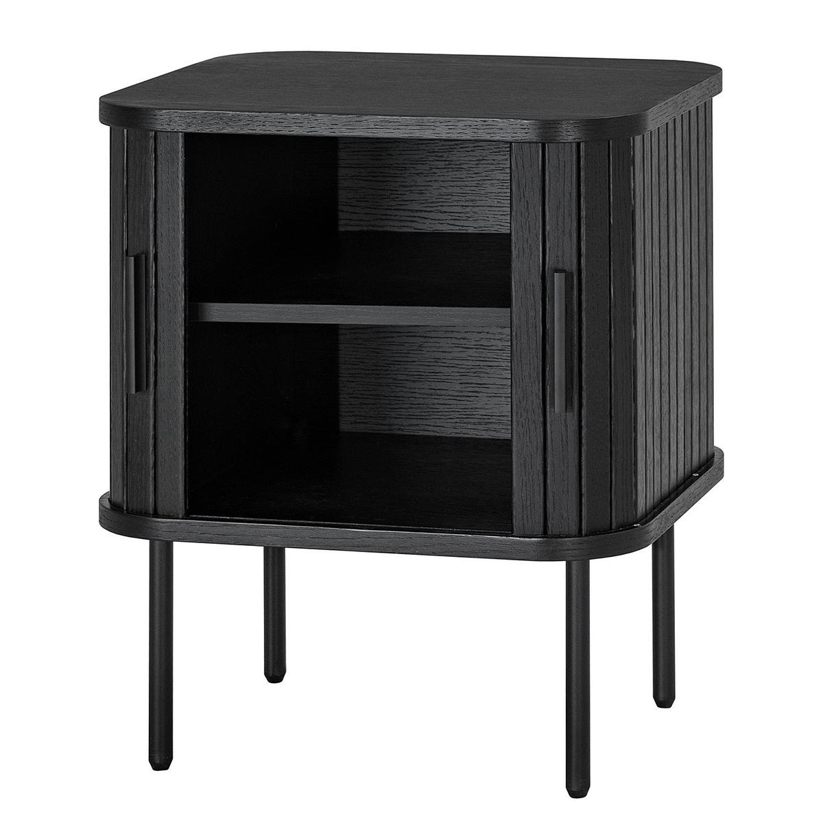 NACHTKOMMODE - MDF / Metall - Eiche - Eichefarben/Schwarz, Holzwerkstoff/Metall (45/55/40cm) - home24