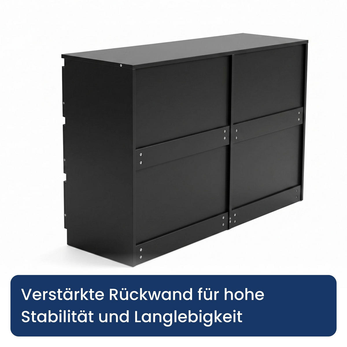 KOMMODE mit fünf Schubladen in Schwarz - Schwarz, Holzwerkstoff (120/77/40cm) - Home Collective