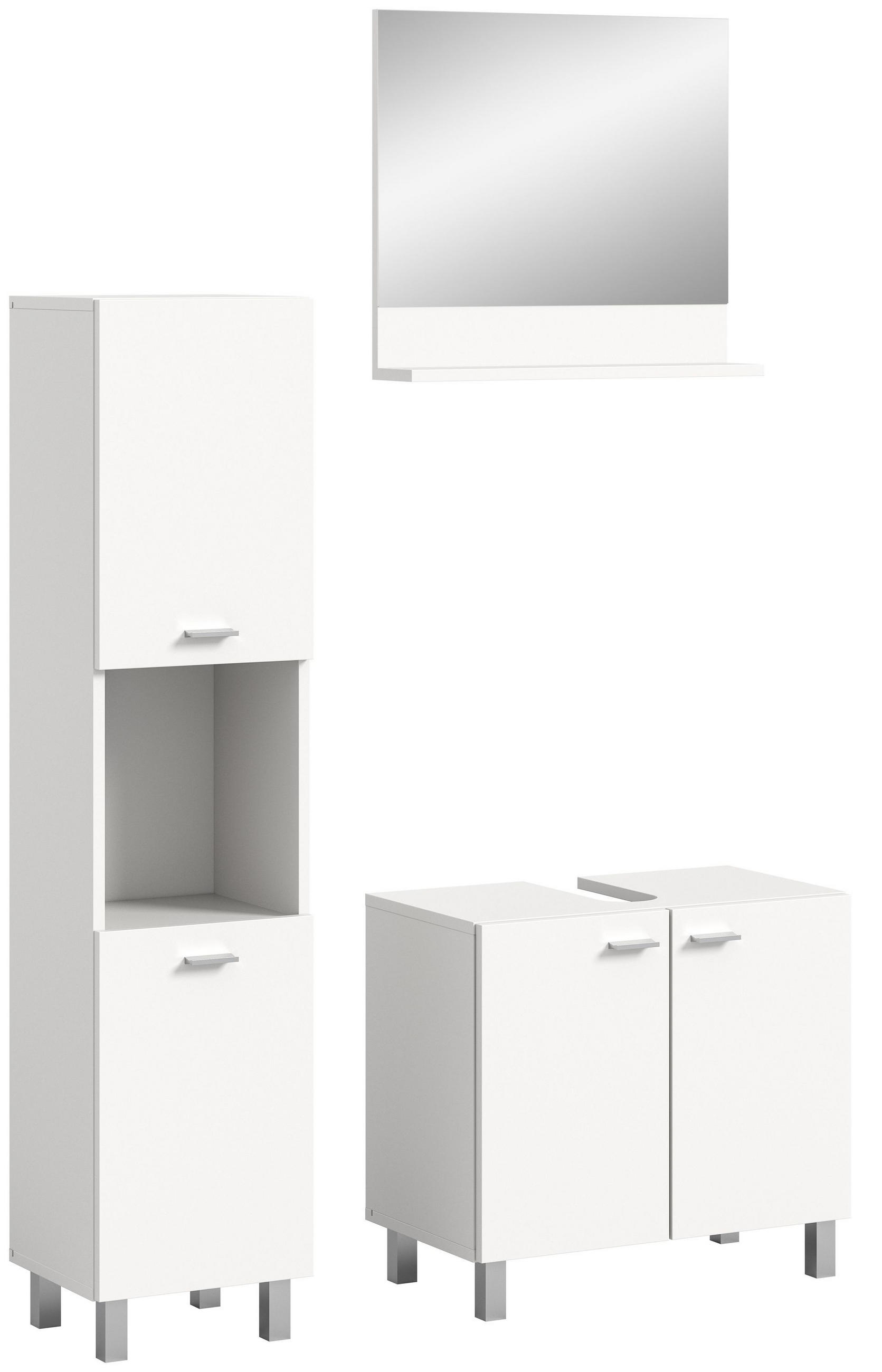 BADMÖBEL Set Boston 3tlg. auch hängend montierbar (B/H/T: 102x186x33 cm) - Weiß, Holzwerkstoff (102/186/33cm)