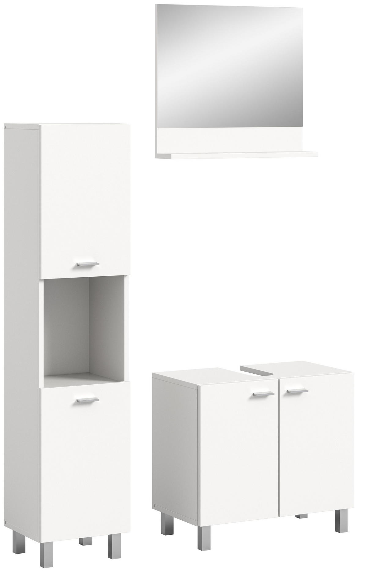 BADMÖBEL Set Boston 3tlg. auch hängend montierbar (B/H/T: 102x186x33 cm) - Weiß, Holzwerkstoff (102/186/33cm)