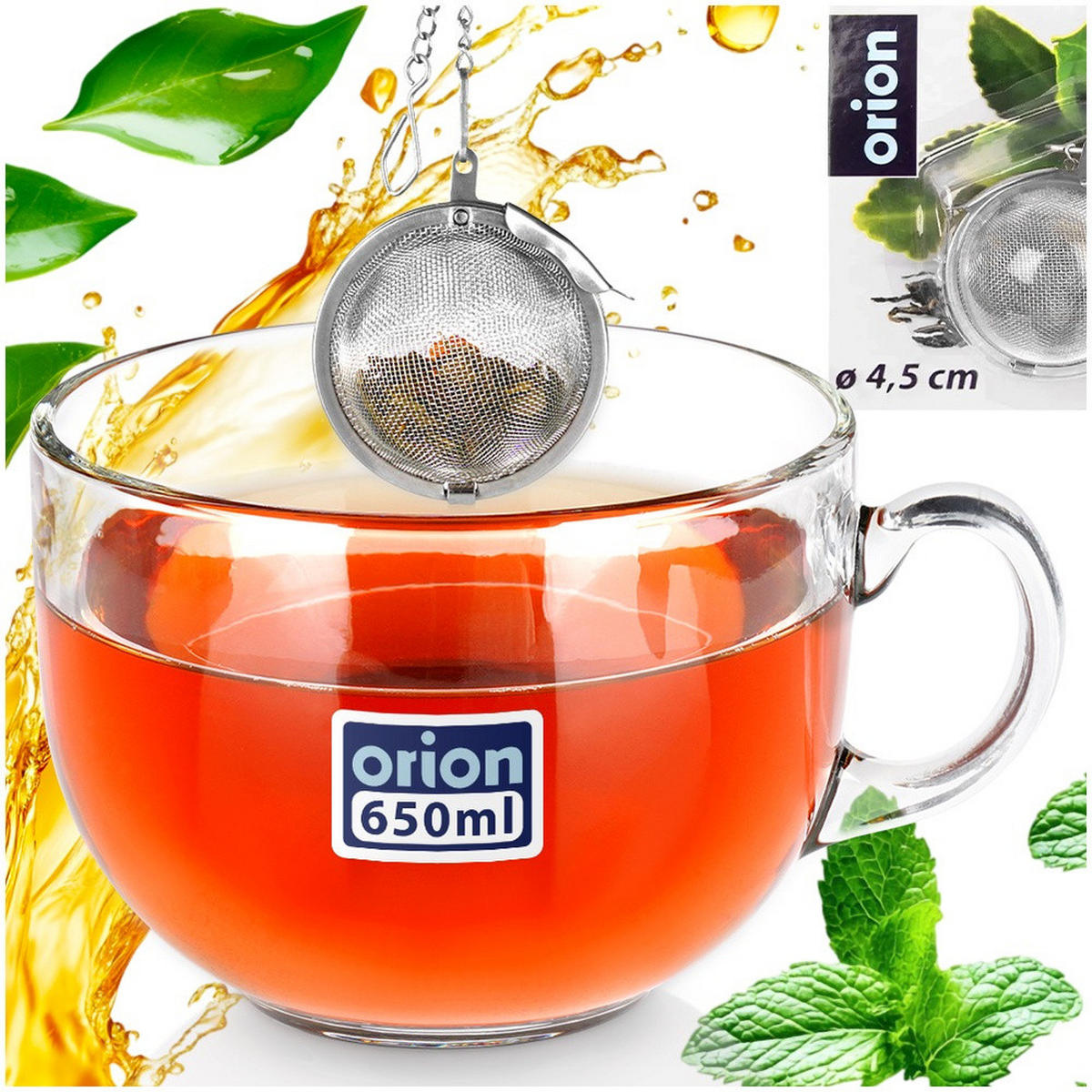 TEEGLAS XXL mit Brühsieb Edelstahl transparent - Klar, Glas (12/9/15cm) - Orion 
