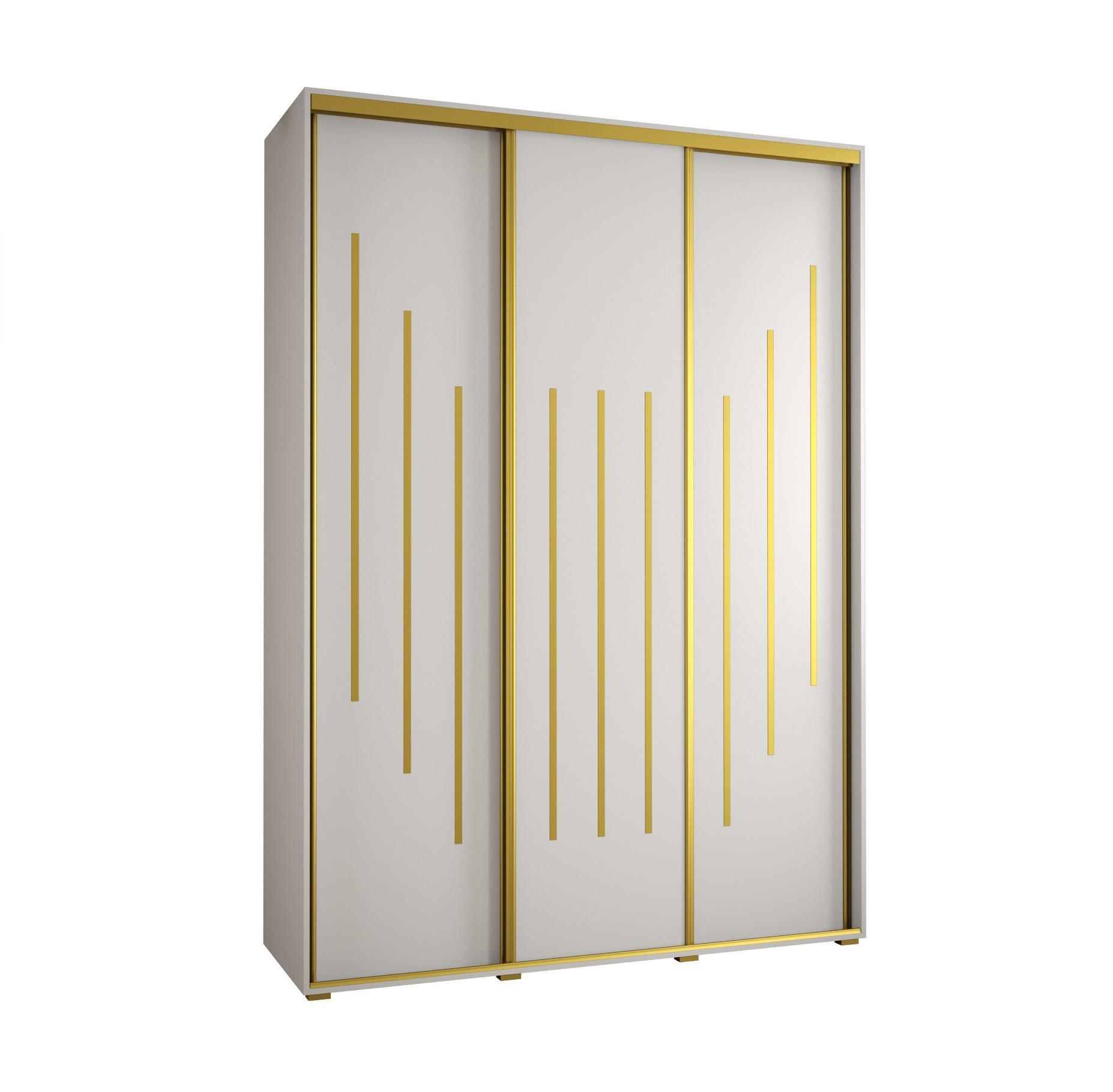 Abiks Möbel Schwebetürenschrank Weiß, Weiß, Gold 170x235x60 cm