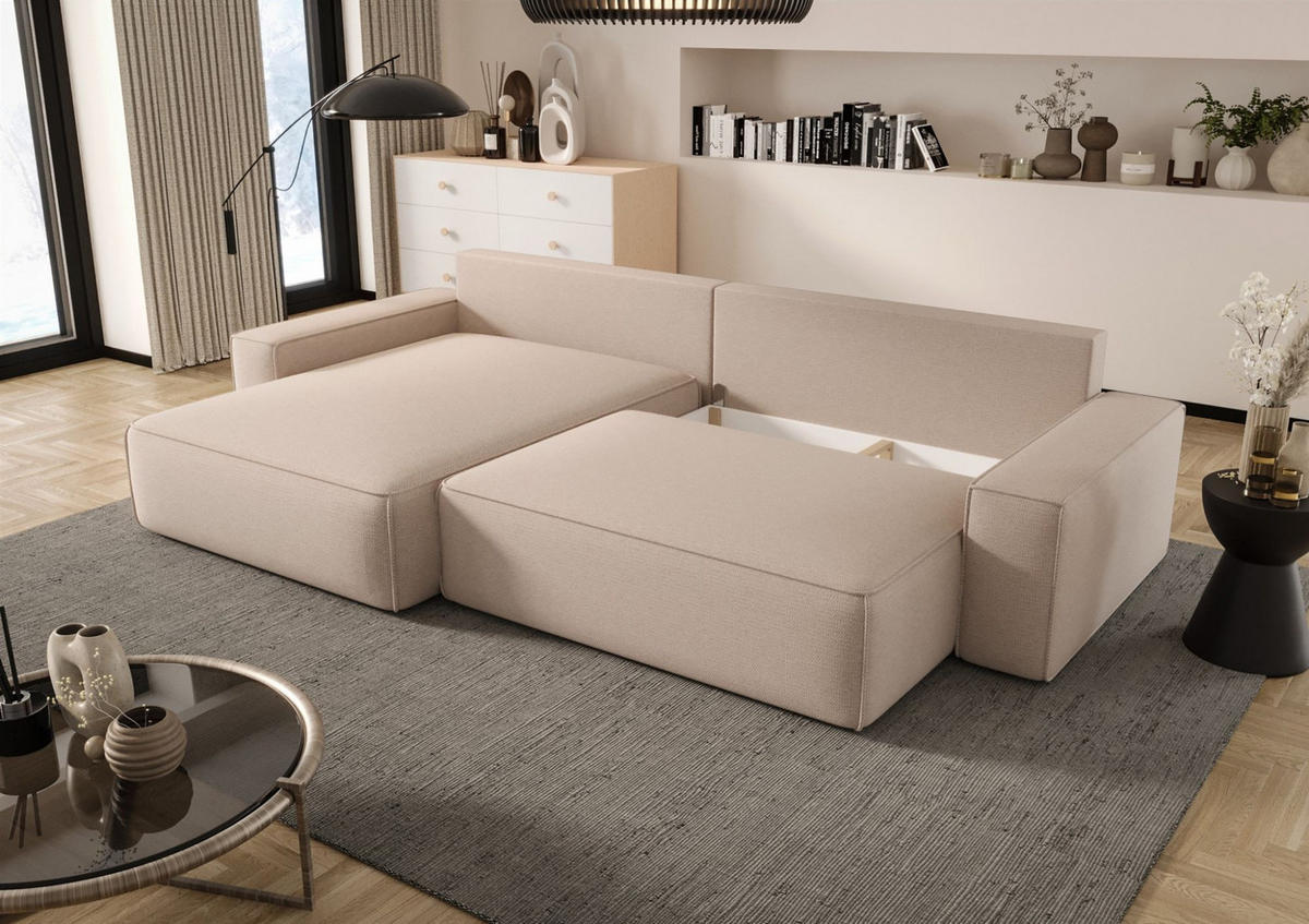 ECKSOFA Walken Mit Schlaffunktion - Blau, Holzwerkstoff/Textil (280/185cm) - Fun Möbel