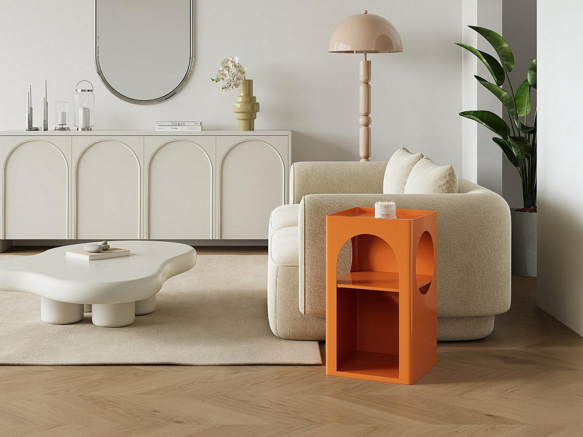 BEISTELLTISCH - 34 cm x 34 cm - metall - orange Staly - Orange, Metall (34/34/55cm) - Vente-Unique